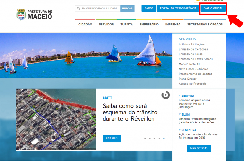 Confira acesso ao Diário Oficial durante manutenção do site