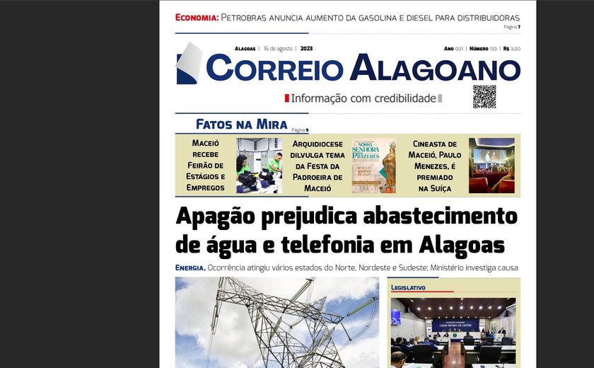 Apagão prejudica abastecimento de água e telefonia em Alagoas