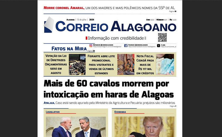 Mais de 60 cavalos morrem por intoxicação em haras de Alagoas