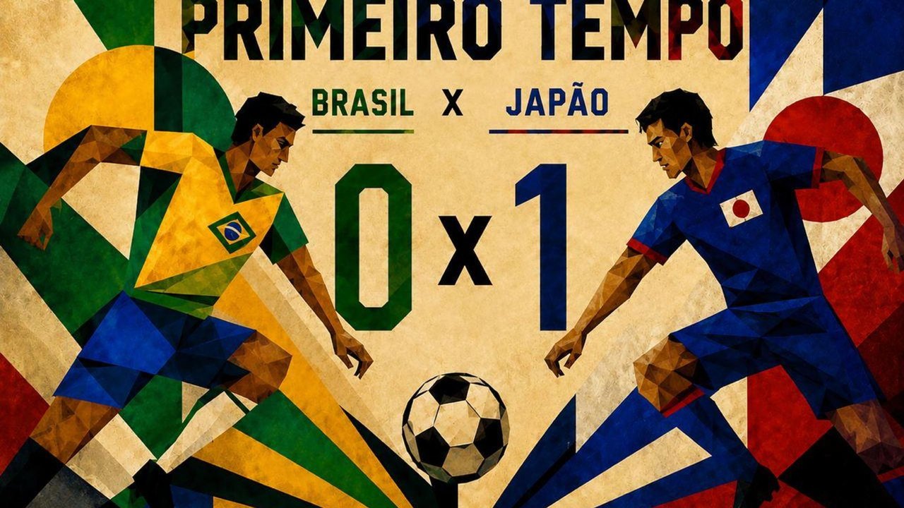 Primeiro tempo termina com Japão vencendo o Brasil por 1 x 0 na Copa do Mundo
