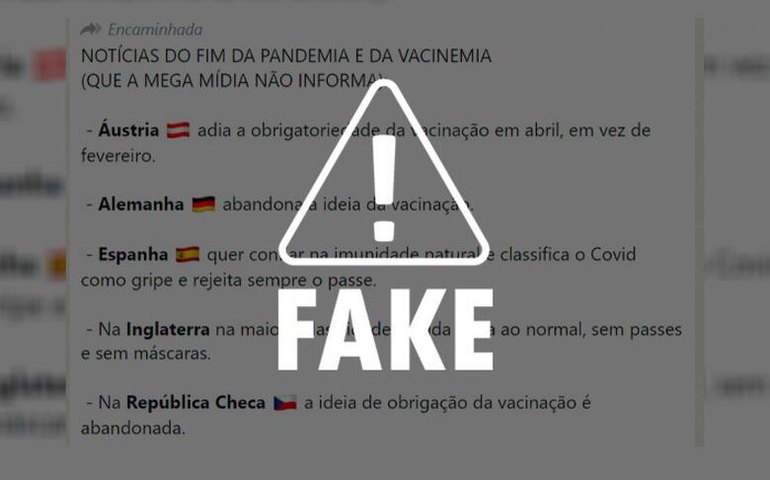 É falso que países tenham abandonado a vacinação contra a Covid-19
