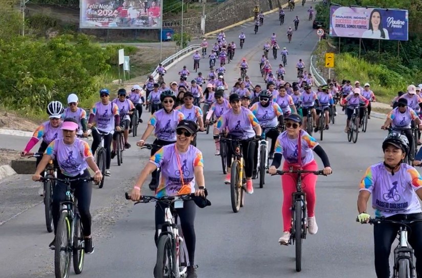 Centenas de mulheres participaram do lindo Passeio Ciclístico em homenagem a Semana da Mulher