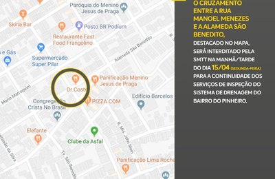 SMTT interdita via no Pinheiro para inspeção na rede de drenagem
