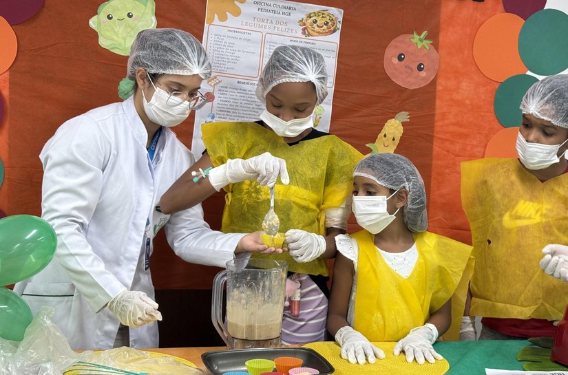 Oficina de culinária incentiva alimentação saudável na Pediatria do HGE