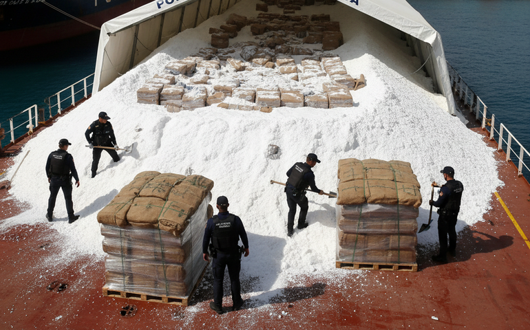 Polícia espanhola apreende 10 toneladas de substância proibida em navio vindo do Brasil