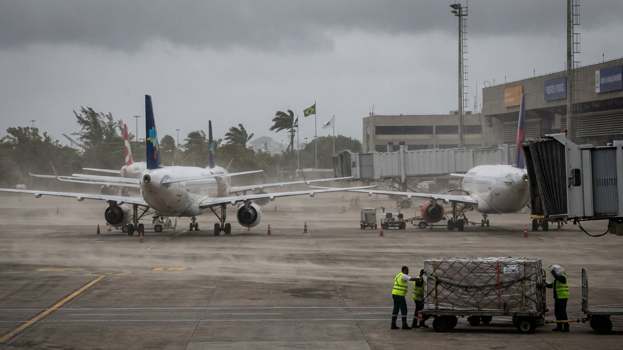 Veja como os aeroportos do Rio enfrentam o alerta de ventos de até 110 km/h