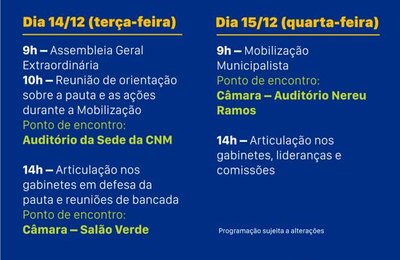 Confira programação da CNM para Mobilização Municipalista em 14 e 15 de dezembro