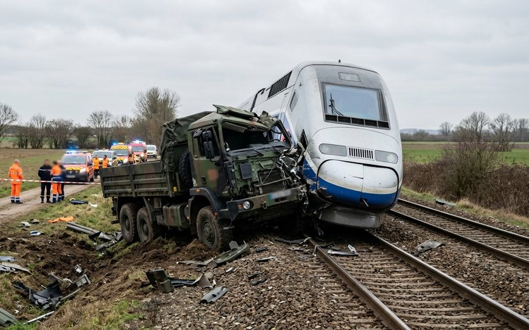 Trem-bala colide com veículo militar no norte da França; motorista morre