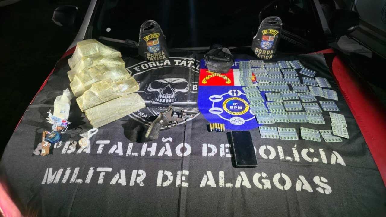 Polícia Militar apreende arma de fogo e drogas em operações no interior de Alagoas