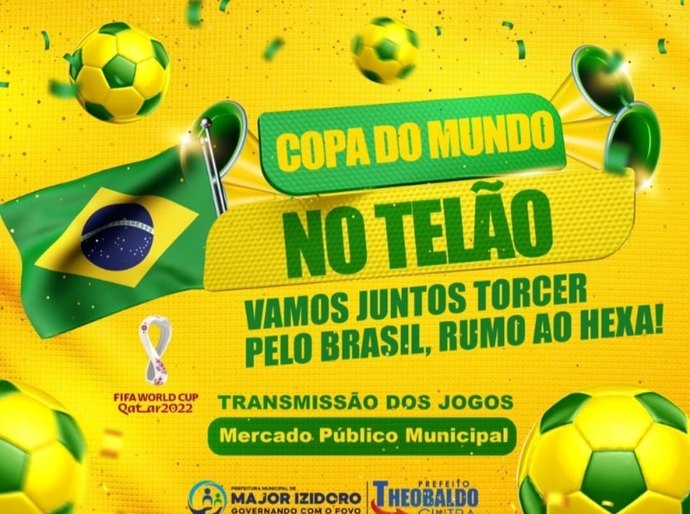 Prefeitura de Major instala telão em LED no mercado público para jogos do Brasil na copa