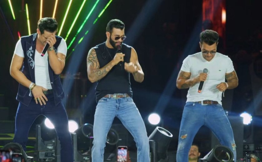 Gusttavo Lima surpreende e chama Os Caras do Arrocha em show em Goiânia
