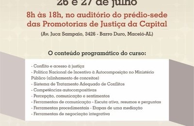 CNMP e MPE/AL promovem curso sobre mediação de conflito entre os dias 26 e 27 deste mês 