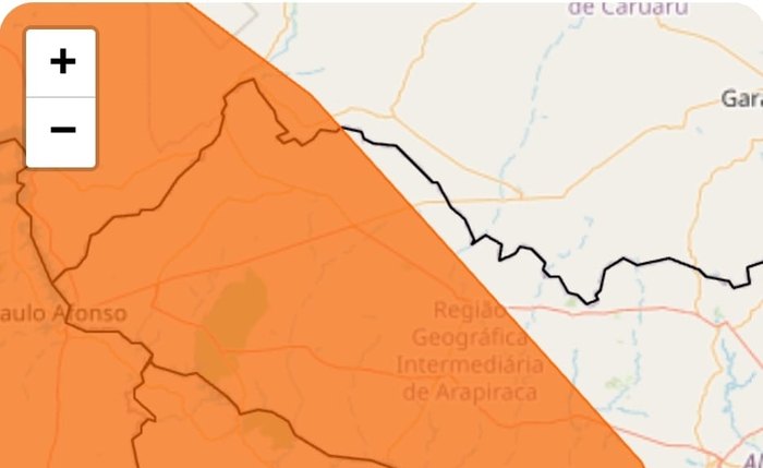 Municípios estão sob alerta laranja de chuvas intensas