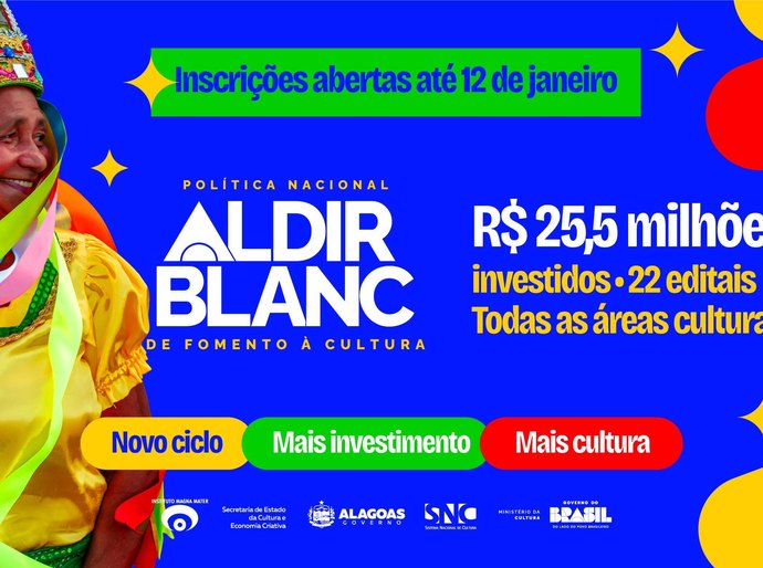 Secult anuncia live para orientar inscrições dos editais do Ciclo 2 da PNAB em Alagoas
