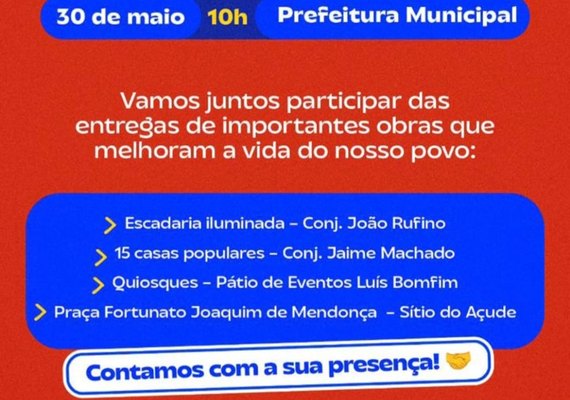 Prefeito Jorge Galvão entrega quatro obras em Jundiá nesta sexta