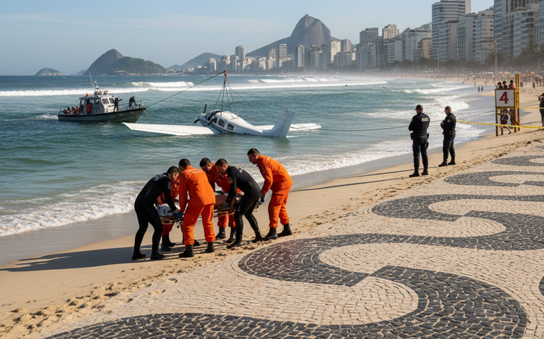 Piloto de aeronave que caiu no mar de Copacabana é encontrado morto