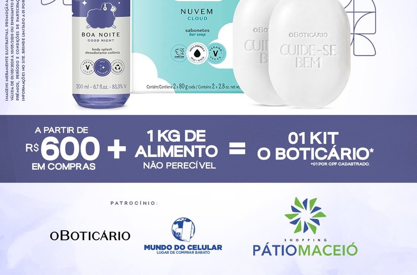 Shopping Pátio Maceió presenteia clientes com kit de O Boticário no Dia das Mães e promove ação solidária