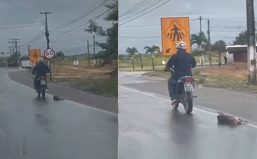 Dono de moto usada para arrastar cachorro é identificado pela Polícia Civil