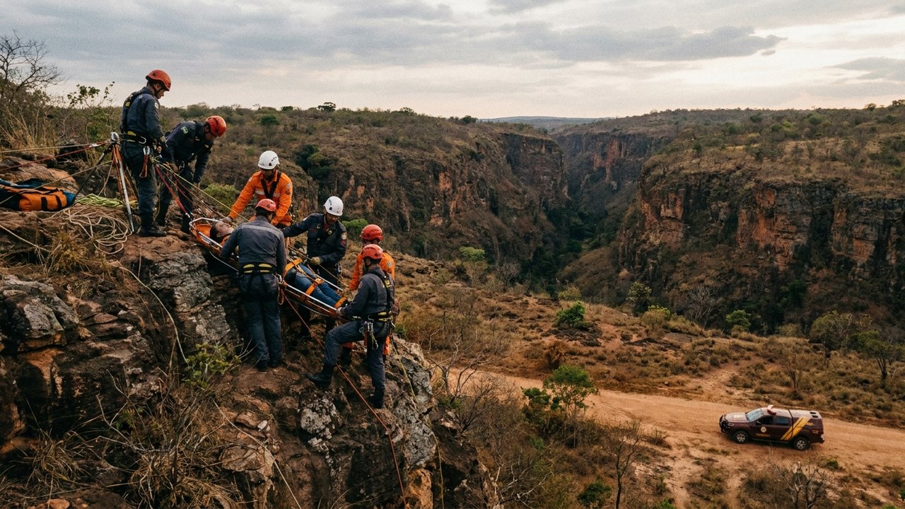 Homem escorrega ao tirar selfie e fica preso à beira de precipício por 11 horas no Tocantins
