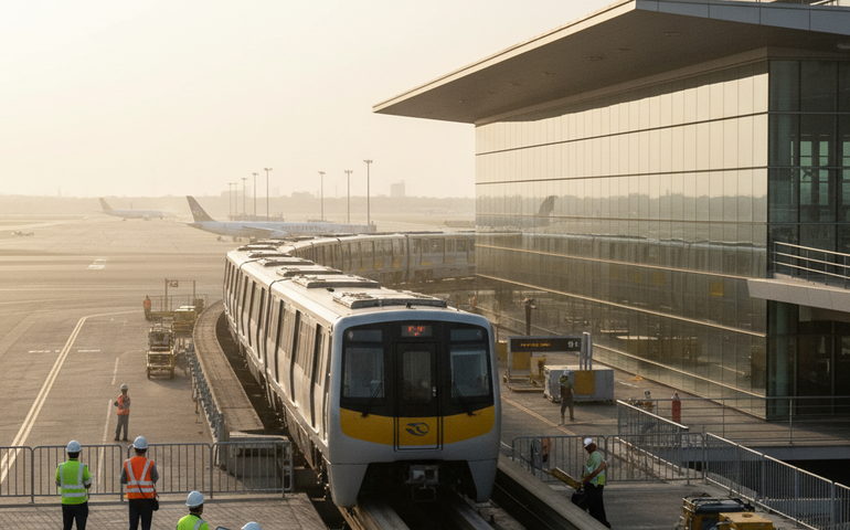 Trem da Linha 17-Ouro chega ao aeroporto de Congonhas em teste inédito