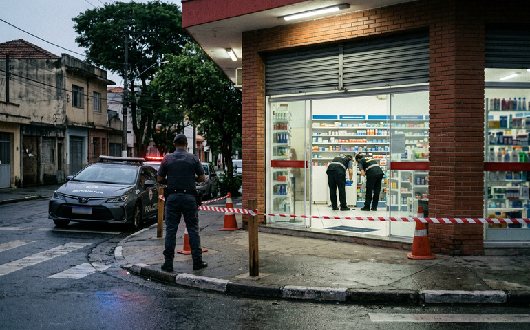 Funcionária morre após assalto a farmácia com troca de tiros entre policial e suspeitos