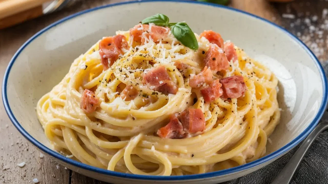 Sábado de preguiça? Esse espaguete à carbonara é fácil de fazer e cheio de sabor