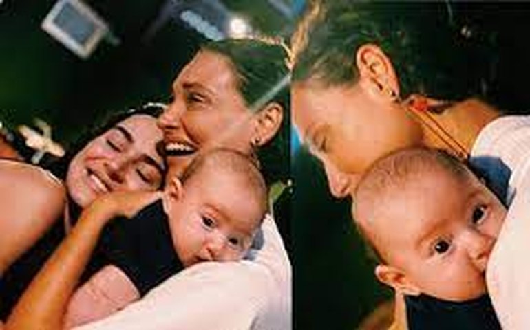 Débora Nascimento se emociona ao conhecer filho de Thaila Ayala