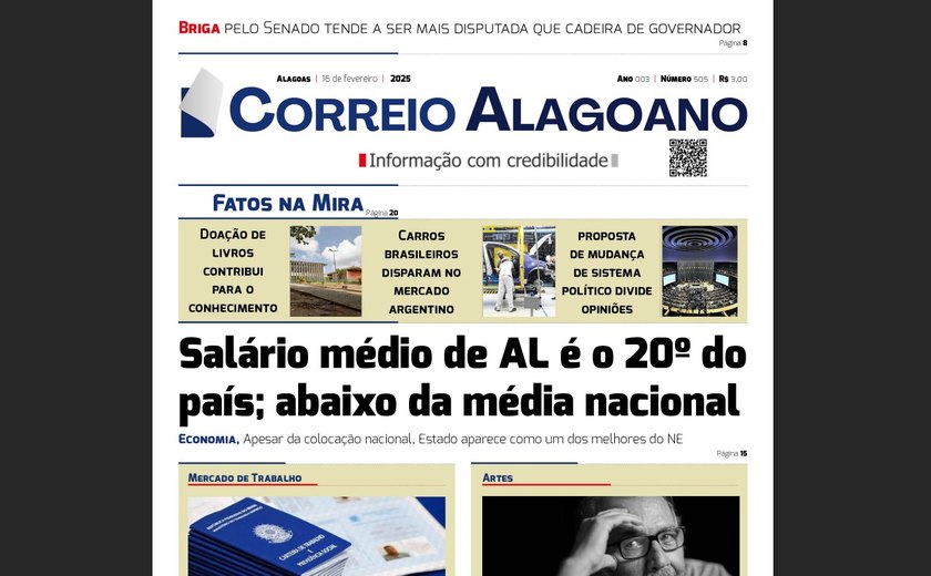 Salário médio de AL é o 20º do país; abaixo da média nacional