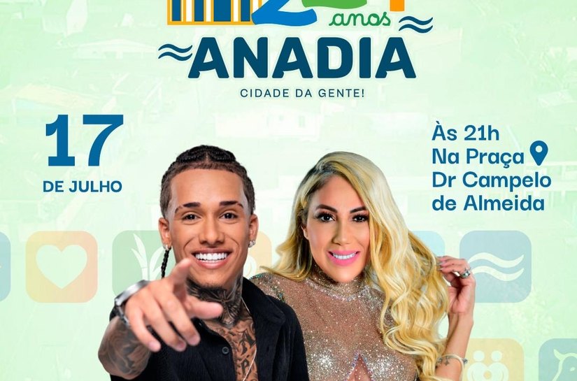 Prefeitura de Anadia anuncia programação artística em comemoração aos 224 anos de aniversário