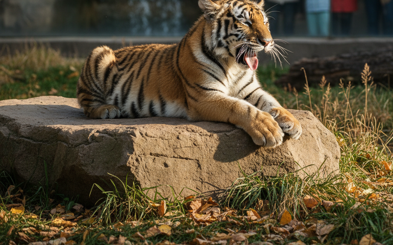 Tigre do Zoológico de Moscou curte manhã de tranquilidade