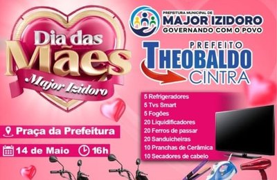 Major Izidoro: prefeito Theobaldo Cintra anuncia realização de festa em homenagem ao Dia das Mães  