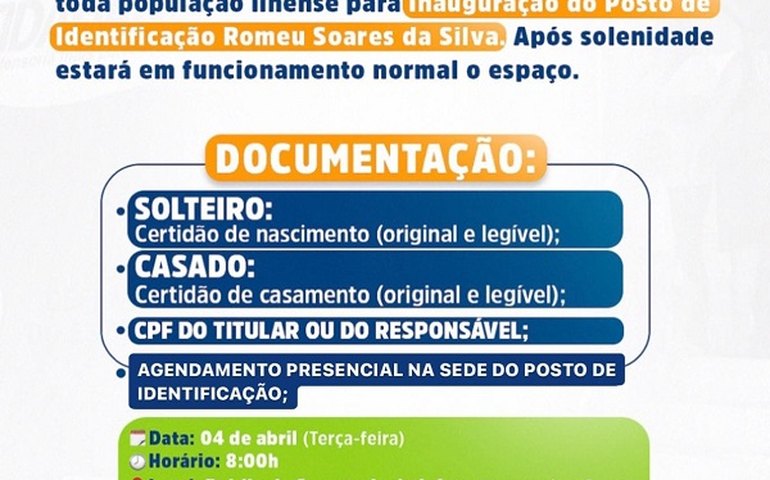 Município de Novo Lino ganha posto do Instituto de Identificação nesta terça