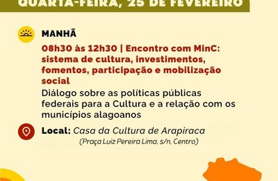 Técnicos do Ministério da Cultura e Iphan realizam formação para agentes culturais na Casa da Cultura de Arapiraca, nesta quarta (25)