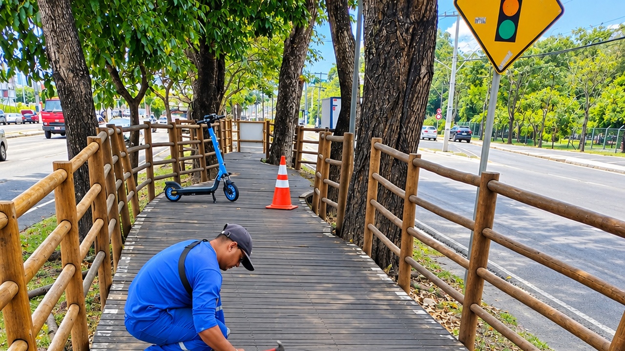 Ciclovia da Avenida Fernandes Lima passa por serviços de manutenção