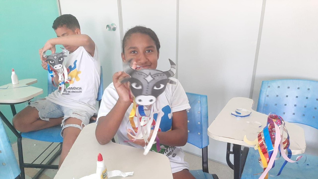Crianças do Cras Área Lagunar participam de oficina de Bumba Meu Boi