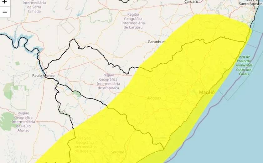 Novo alerta de chuva foi emitido para Maceió e mais 79 municípios de Alagoas