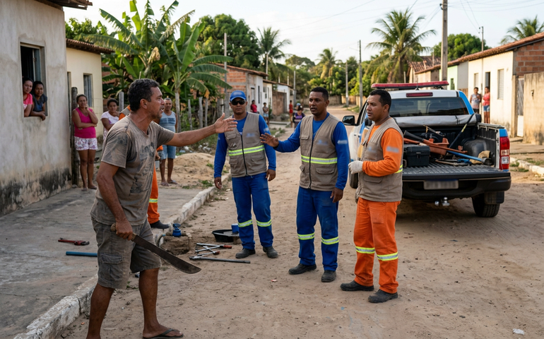 Morador ataca funcionários da BRK Ambiental com facão durante corte de água em Pilar