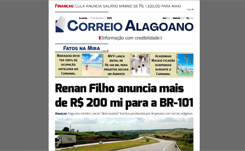 Renan Filho anuncia mais de R$ 200 mi para a BR-101