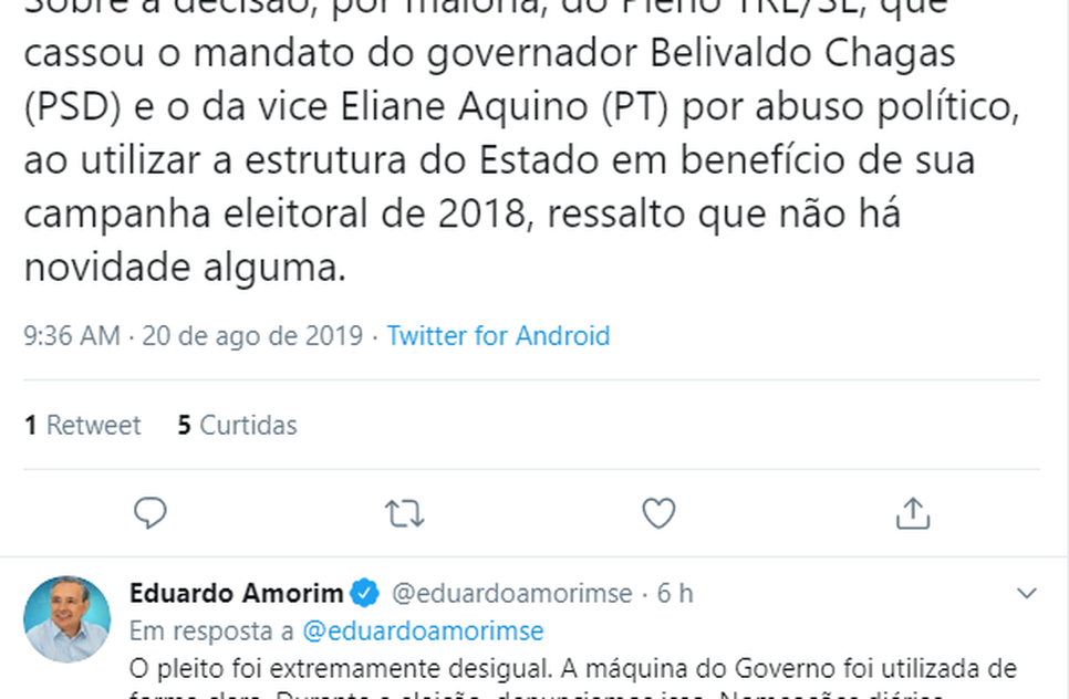 Eduardo Amorim no Twitter / Foto: Divulgação Redes Sociais