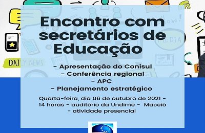 Programa Melhoria da Educação: Conisul promove encontro com secretários, dia 06 de outubro 
