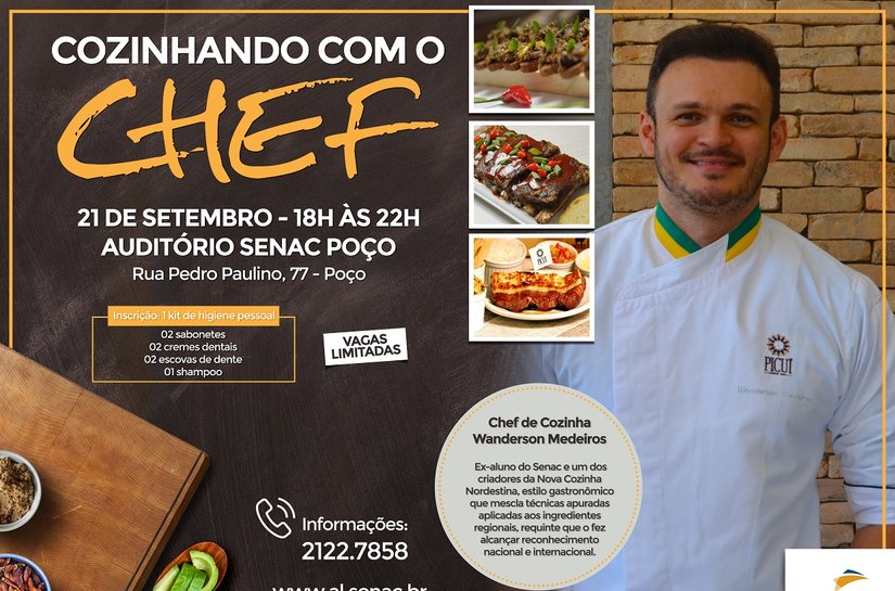Nesta quarta: Senac promove evento gastronômico “Cozinhando com o Chef”