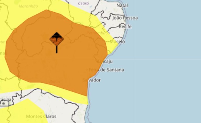 Informe cita chuva entre 20 e 30 mm/h ou até 50 mm/dia e ventos de 40 a 60 km/h