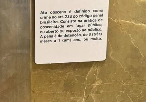 Shopping em Maceió passa a alertar clientes sobre crime de ato obsceno após denúncias em banheiros