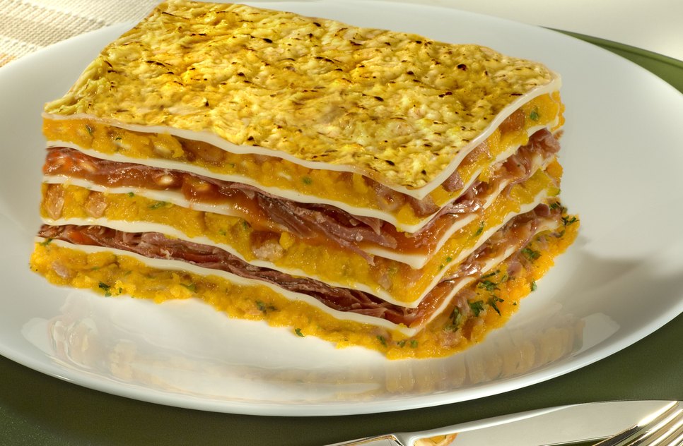 Lasanha de abóbora com carne seca 