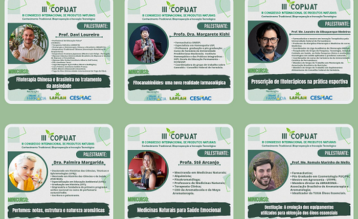 Temas envolvem fitoterapia chinesa, fitocanabióides e prescrição na prática esportiva