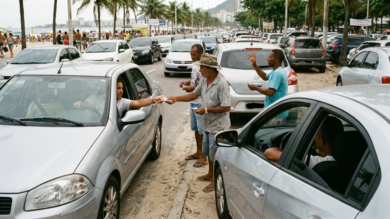 Flanelinhas seguem cobrando até R$ 40 por vagas em áreas de lazer do Rio
