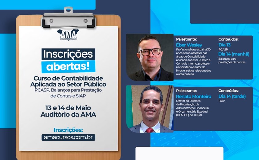 AMA abre inscrições para curso de Contabilidade Aplicada ao Setor Público; veja como participar