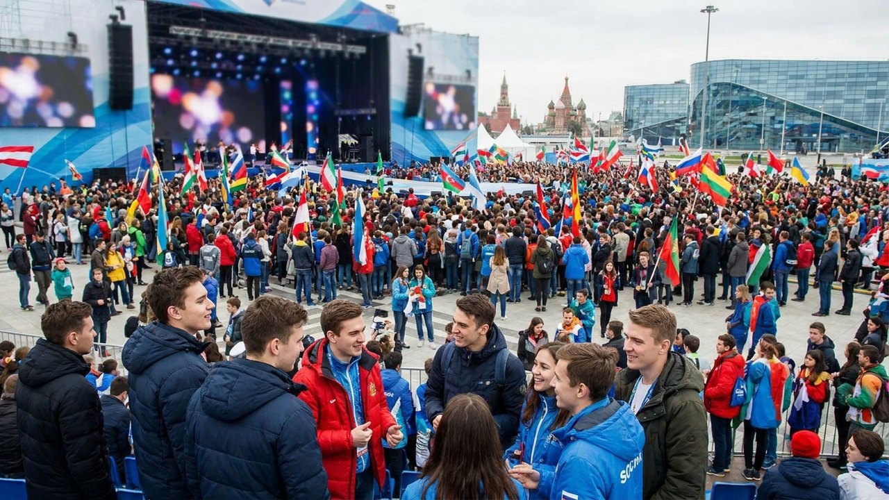 Veja imagens do palco do Festival Internacional da Juventude na cidade russa de Ekaterinburgo