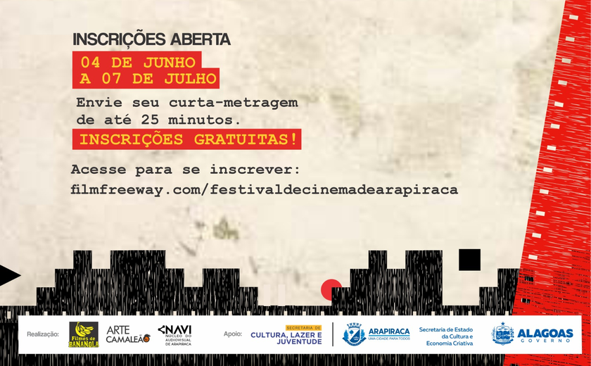 Inscrições abertas para o II Festival de Cinema de Arapiraca