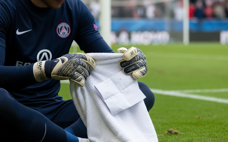 Fotos revelam 'cola' em toalha de goleiro do PSG durante disputa de pênaltis contra o Flamengo